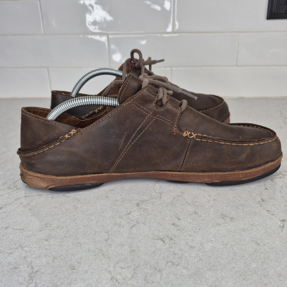 Olukai Shoes Ohana Lace Up Nubuck Men's Size 10.5‎ Slip On Brown - Picture 7 of 13